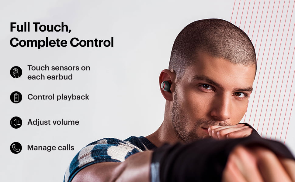 full touch control wireless bluetooth earbuds, voice assistant, wireless earphones with full touch