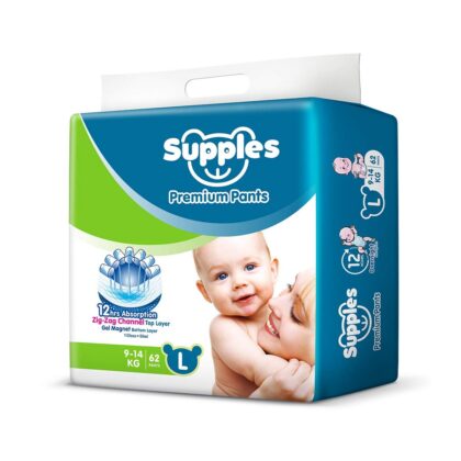 Supples Baby Pants Diapers, Large Size (9-14 kg), 62 Pcs Box