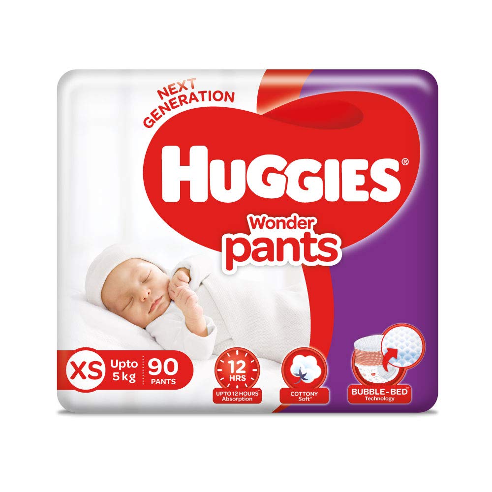 Huggies Wonder Pants Extra Small - New Born (XS - NB) Size Diaper Pants, 90 Count