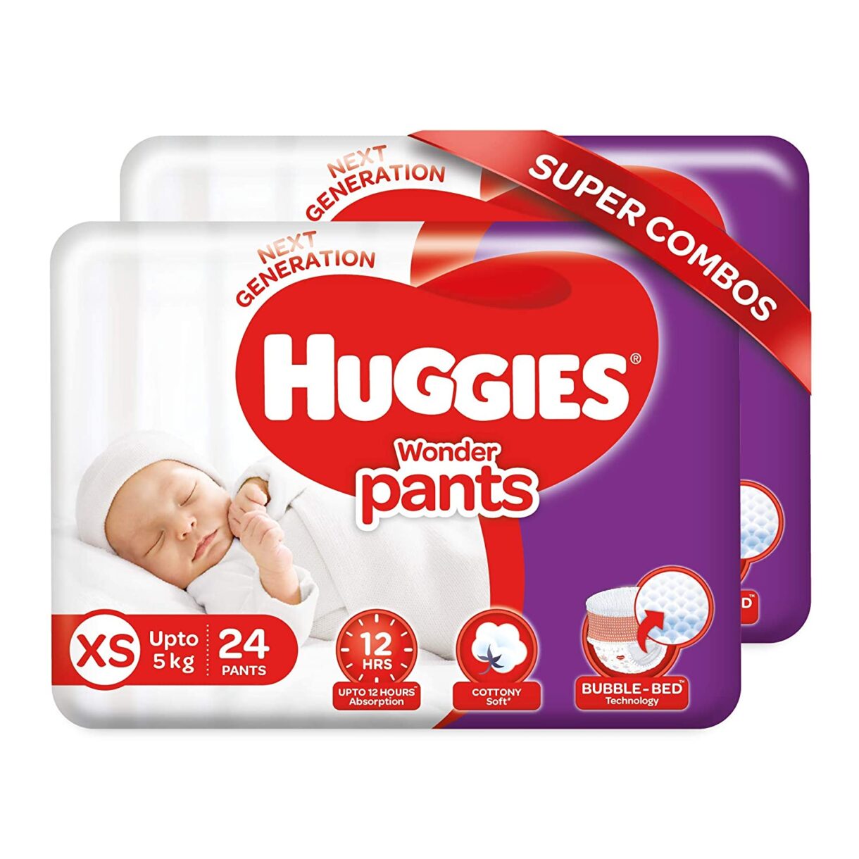 Huggies Wonder Pants Extra Small - New Born (XS - NB) Size Diaper Pants Combo Pack of 2, total 48 Count