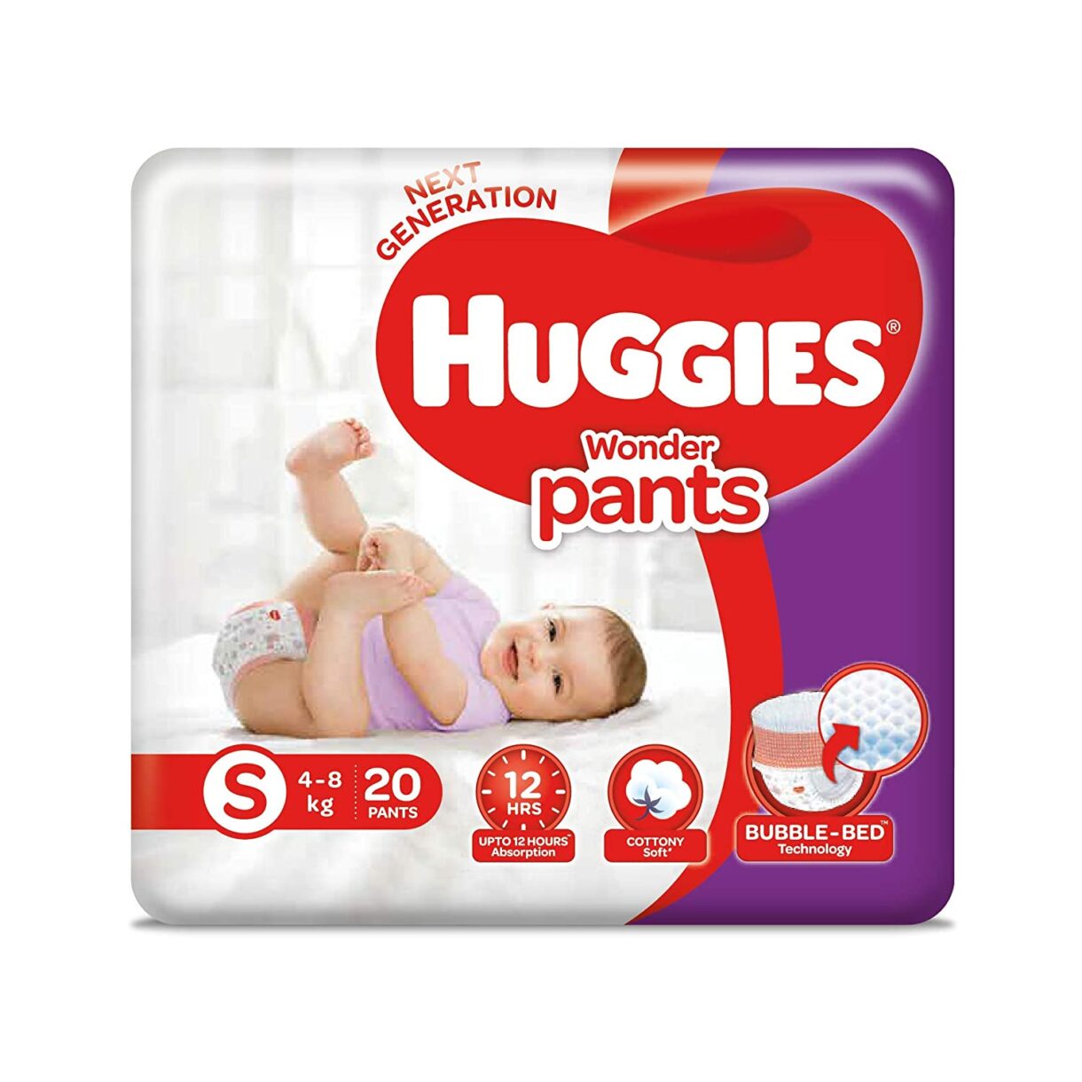 Huggies Wonder Pants Small (S) Size Baby Diaper Pants, 20 count,