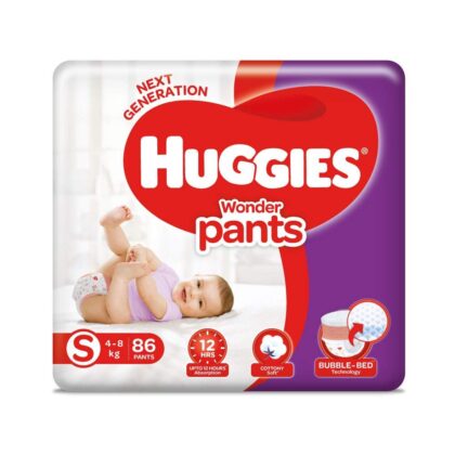 Huggies Wonder Pants Bubble Bed Diaper, Small Size (4-8 Kg), 86 Pcs Box
