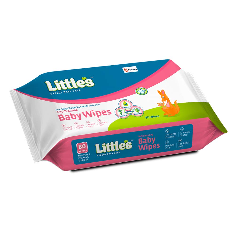 Little's Soft Cleansing Baby Wipes with Aloe Vera, Jojoba Oil and Vitamin E (80 wipes)