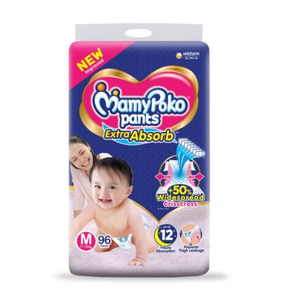 MamyPoko Pants Extra Absorb Diaper, Medium Size (7-12 Kg) 96 Pcs Box