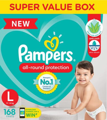 Pampers Diaper Pants, Large Size (9-14 Kg), 168 Pcs Box