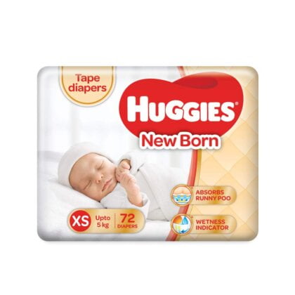 Huggies Ultra Soft Tape Diapers , New Born (0-5 KG), (72 Pcs Box)