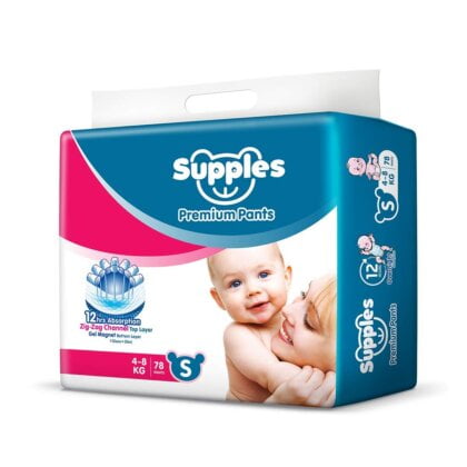 Supples Baby Pants Diapers, Small Size (4-8 kg), 78 Pcs Box